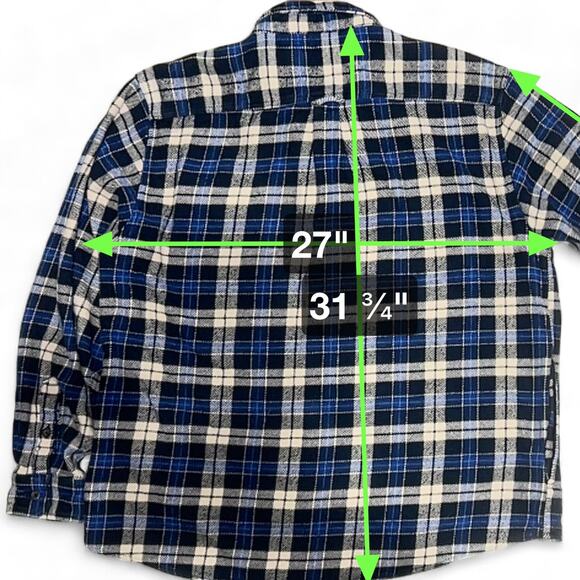 ORVIS Flannel Shacket Shirt Jacket Plaid Big Bear Button Men's XXL Pockets Blue - Picture 5 of 9